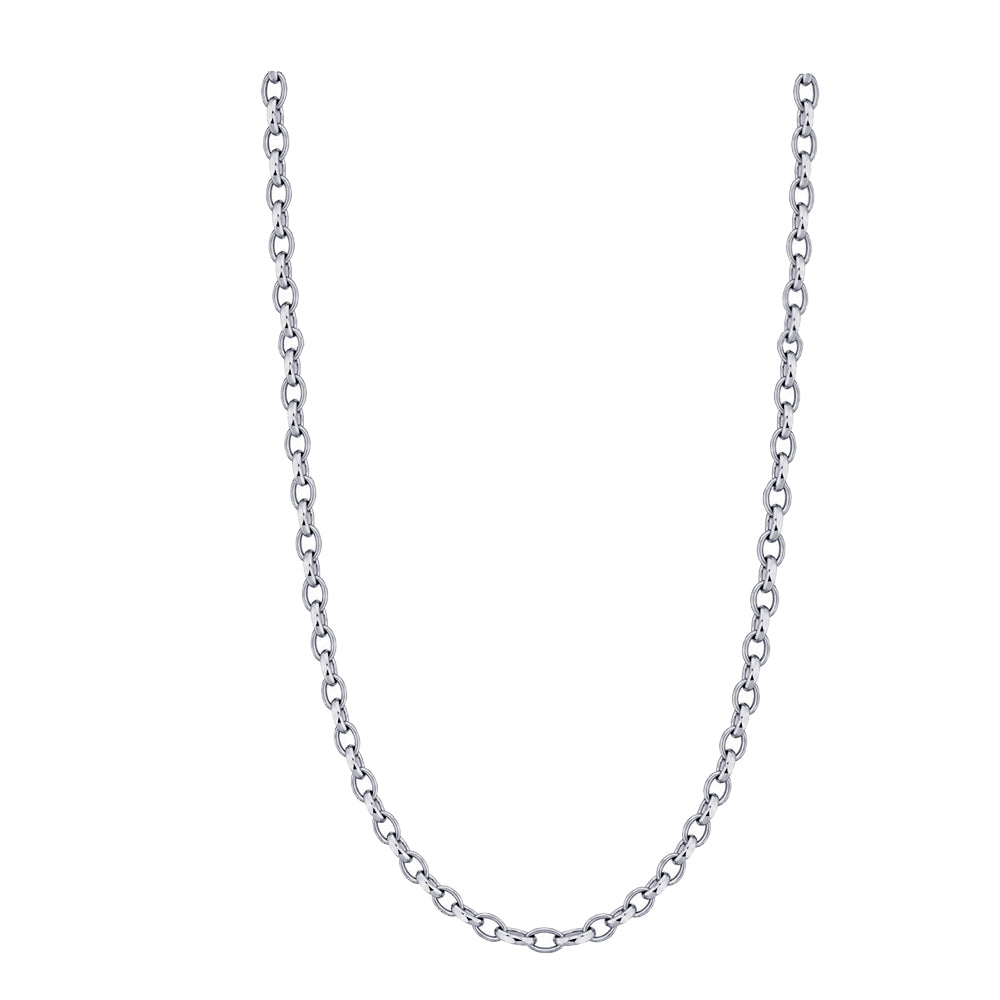 Oval Belcher Chain 1.50mm — White Gold